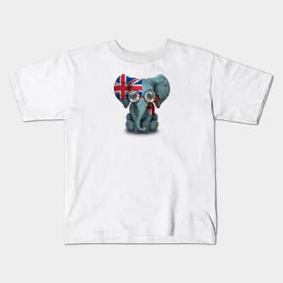 Baby Elephant with Glasses and Fiji Flag Kids T-Shirt
